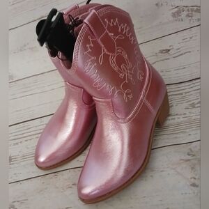 Madden NYC Metallic Pink Western Cowboy Cowgirl Boots Size 2